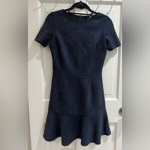 Aqua navy suede flare dress